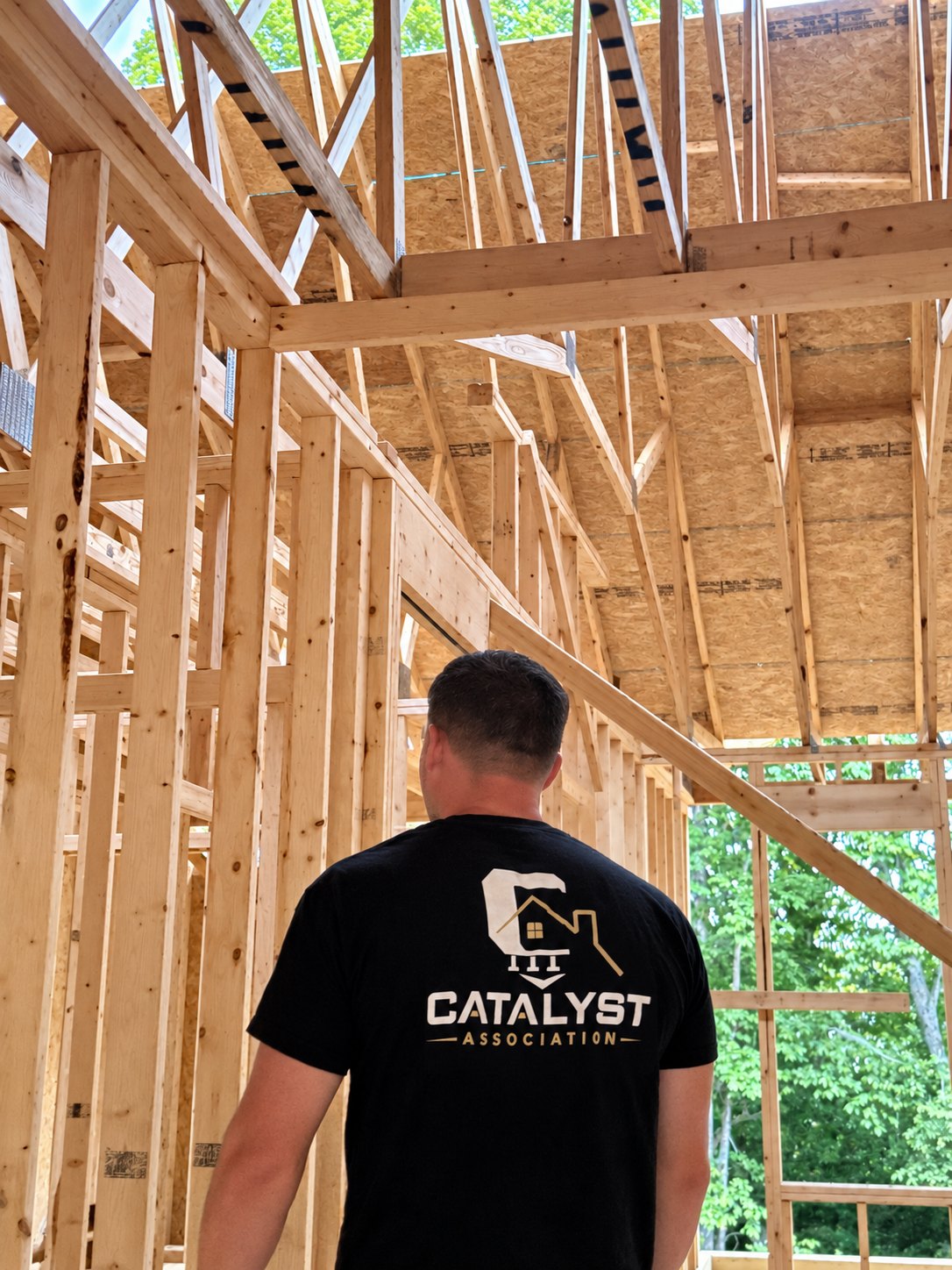Catalyst Association walking the framing on a residential project in the Triangle